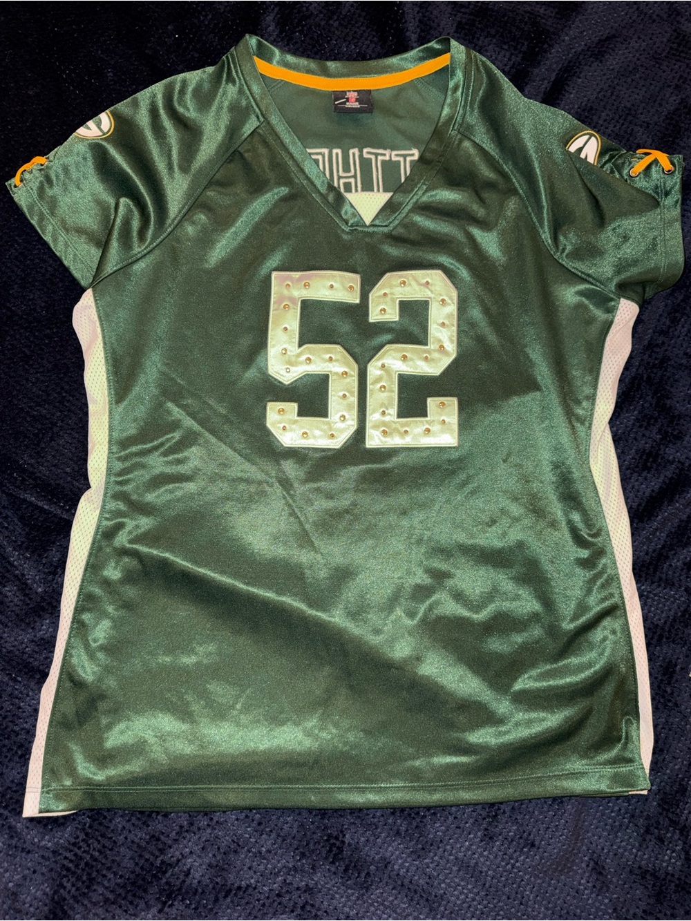 NFL Green Women's #52 Football Jersey with Cream Accents